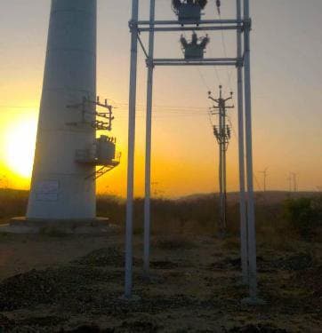 MP Electric Works electrical substation at sunset